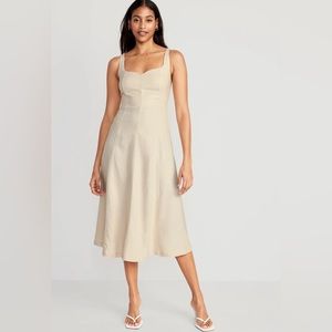 Old Navy Fit & Flare Linen-Blend Midi Dress for Women